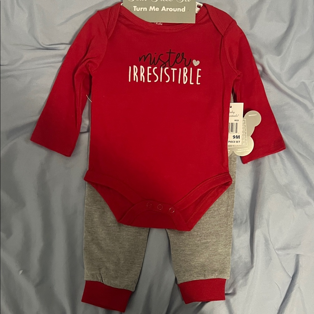Red and Gray Baby Outfit